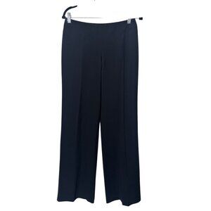 D.Exterior Black Wide Leg Pants Size 42 | Italian-Made Flat Front Pull-On Trouse